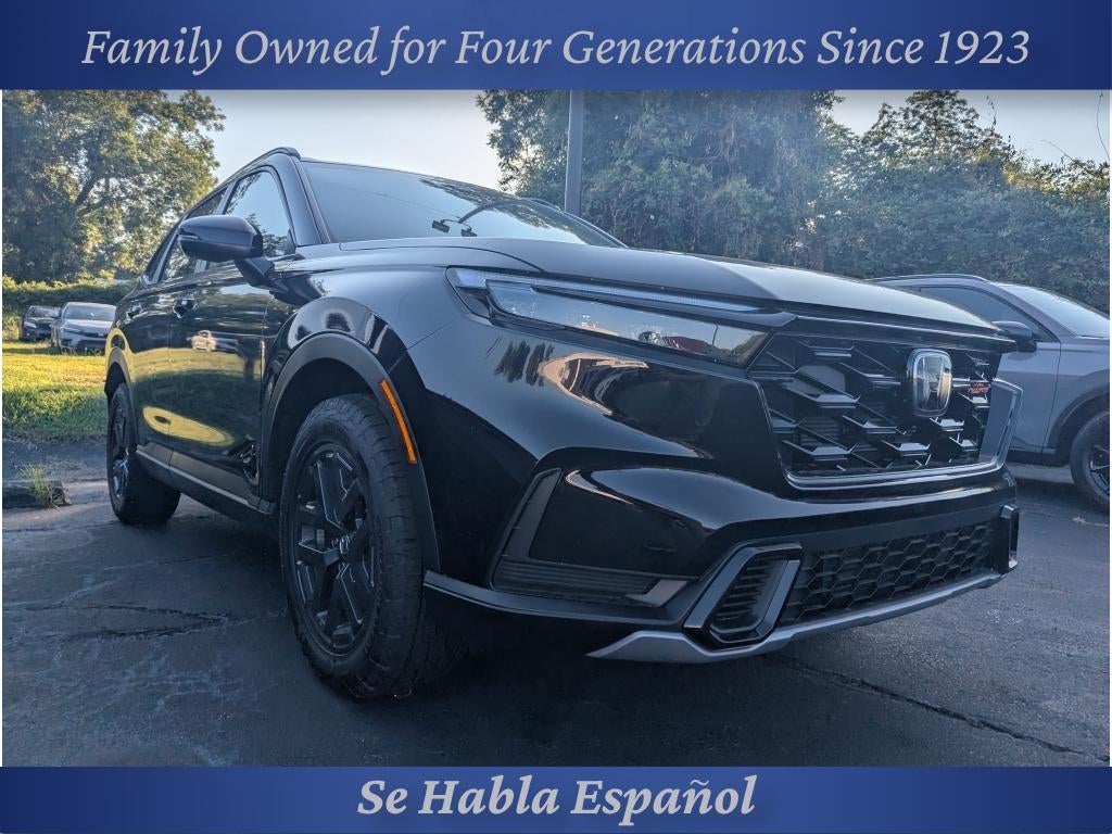 2026 Honda CR-V AWD TrailSport Hybrid in Crystal Black Pearl — front three-quarter view